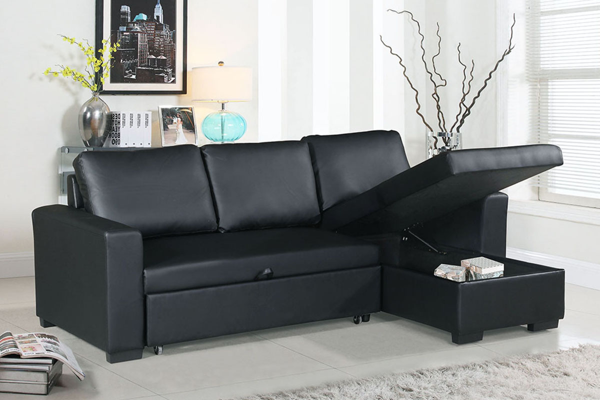 red sectional sofa bed with storage chaise